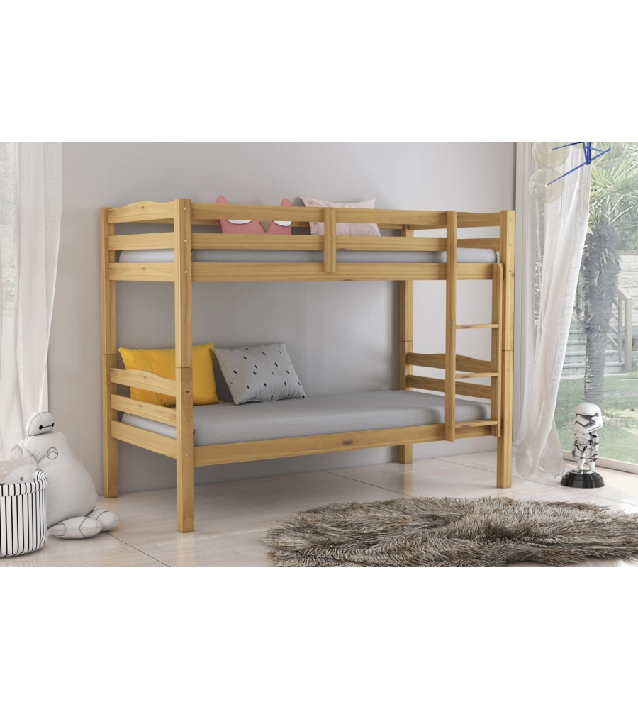 LETTO A CASTELLO "MARSIGLIA" IN PINO MASSELLO MIELE 90X190X150 CM